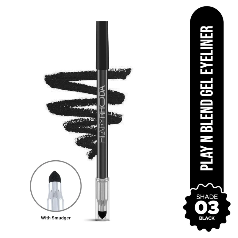 Hilary Rhoda Play n Blend Gel Eyeliner | One Stroke Application | Highly Pigmented | Matte & Shimmer Finish | 2 in 1 Smudger + Eyeliner | Butter Smooth Texture | 1.5g - (Black | Shade 03) - Thumbnail 2